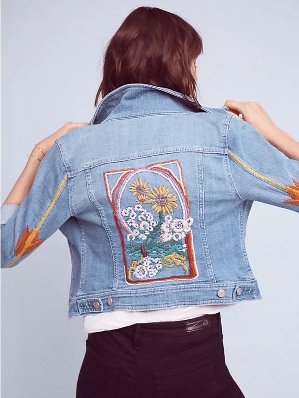 Anthropologie Pilcro Embroidered Denim Jacket